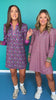 SSYS Hunter Pink Animal Puff Long Sleeve Collared Scuba Active Dress