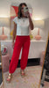 Red Knitted High Waisted Front Pocket Joggers *FINAL SALE*