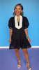 Black Contrast Neckband Short Puff Sleeve Dress *FINAL SALE*