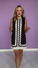 Black Colorblock Sleeveless Ric Rac Trim Dress