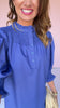 SSYS Maren Smocked Short Sleeve Dress In Dark Cobalt