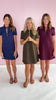 SSYS Zoey Short Sleeve Ruffle Collar Zip Air Dress In Dark Olive