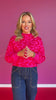 SSYS Cynthia Mock Neck Sweater In Pink Red Animal