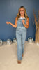 Risen Medium Wash Straight Leg Denim Overalls *FINAL SALE*