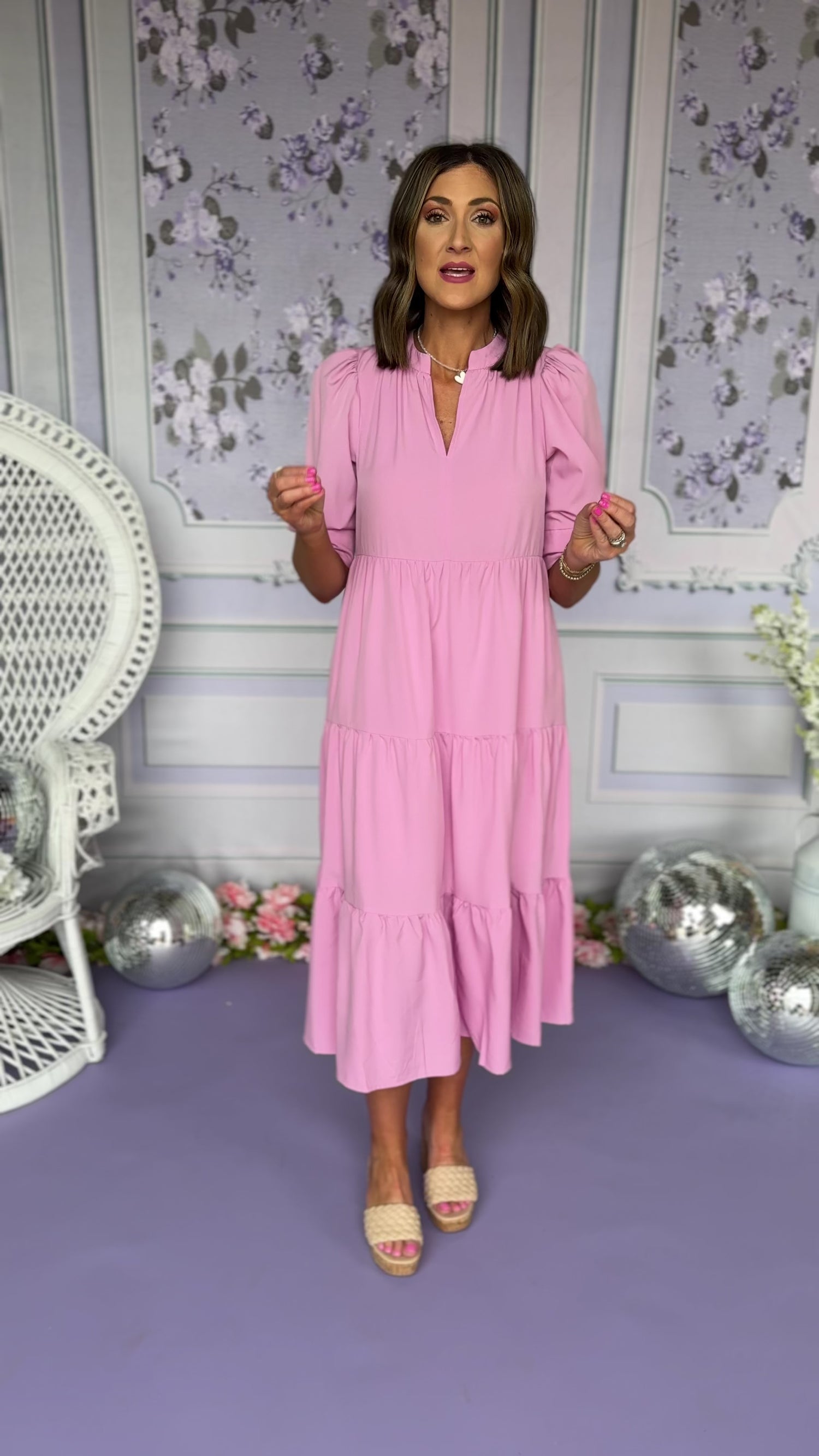 midi pink dress for women Maya Knit Womens Elegant Style S The high CELENIA Blush Pink Floral Bow
