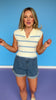 Blue Striped Collared V Neck Sleeveless Top *FINAL SALE*