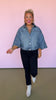 Indigo Denim Washed Collared Front Button Capelet *FINAL SALE*