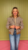 Camel Plaid Ruffle Shoulder Detail Bomber Jacket *FINAL SALE*