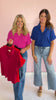 SSYS Harlie Short Sleeve Collared V Neck Waffle Knit Top in Red *FINAL SALE*
