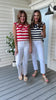 SSYS Sleeveless Pippa Striped Peter Pan Collar Top In Red