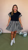 Black Plaid Short Ruffle Sleeve Twofer Dress