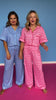 SSYS Millie Short Sleeve Pajama Set In Blue Cane