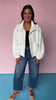 White High Neck Front Metal Trim Detail Quilted Jacket *FINAL SALE*