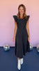 Black Washed Denim Square Neck Ruffled Sleeve Dress *FINAL SALE*