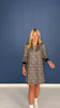 SSYS Beige Animal Print Puff Long Sleeve Collared Scuba Active Dress