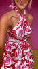 Red Paisley Print Tiered Halter Tie Midi Dress