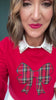 SSYS Roslyn Tartan Applique Bow Sweater In Pink