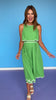 Green Scallop Embroidered Hem Midi Dress