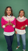 SSYS Keira Crew Neck Long Sleeve Wreath Sweater In Hot Pink