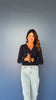 SSYS Cece Knit Long Sleeve V Neck Top With Button Detail In Navy