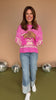 Pink Chevron Print Knit Drop Shoulder Wide Sleeve Sweater *FINAL SALE*