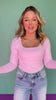 SSYS Ribbed Square Neck Long Sleeve Top In White