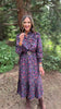 SSYS Iliana Ruffle Detail Long Sleeve Maxi Dress In Plum Botanical