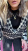 Black Knit Multi Print Pullover Sweater