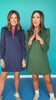 SSYS Zoey Long Sleeve Ruffle Collar Zip Scuba Dress In Hunter