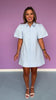 Blue Collared Button Down Short Sleeve Dress