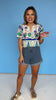 Denim High Waist Front Pleat Elastic Back Shorts