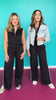 SSYS Sutton Air Sleeveless Side Stripe Wide Leg Pants Set In Black