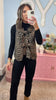 Brown Animal Printed Adjustable Front Tie Vest