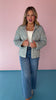 Blue Print Quilted Contrast Piping Drop Shoulder Jacket *FINAL SALE*