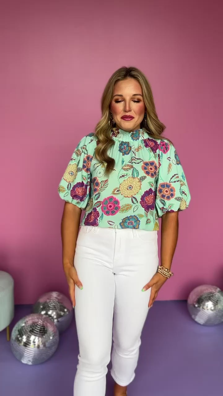 Women’s Tulle Frill Mesh Puff Sleeve T-Shirt | Casual Short Sleeve Party Top