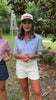 SSYS Collette Poplin Stripe Anchor Embroidery Top In Navy