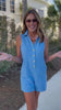 SSYS Kate Denim Gold Button Romper In Cornflower