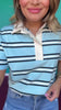 SSYS London Rugby Stripe Top In Light Blue