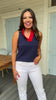 SSYS The Darcy Ruffle Colorblock Collar Sleeveless Top In Navy Red