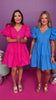 Fuchsia V Neck Short Puff Sleeve Tiered Dress *FINAL SALE*