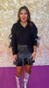 Black V Neck Slit Sleeve Sequin Embellished Bow Sweater *FINAL SALE*