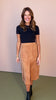 Camel Faux Suede Front Slit Pocket Detail Midi Skirt *FINAL SALE*