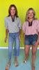 Rust Seersucker Contrast Stripe Collar Neckline Top *FINAL SALE*