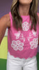 Pink Sleeveless Embroidery Top