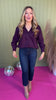 Purple Button Front Pleated Back Long Sleeve Top *FINAL SALE*