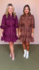 Maroon Lace Trim Detail Pearl Button Up Self Tie Waist Dress *FINAL SALE*