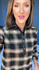 SSYS Susannah Drop Waist Ruffle Hem Shirt Dress In Dark Brown Plaid
