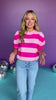 Pink Textured Knit Stripe Mock Neck Sweater Top