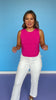 Hot Pink Crew Neck Sleeveless Side Button Detail Top *FINAL SALE*