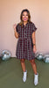 Black Plaid Print Collared Button Down Short Sleeve Dress *FINAL SALE*